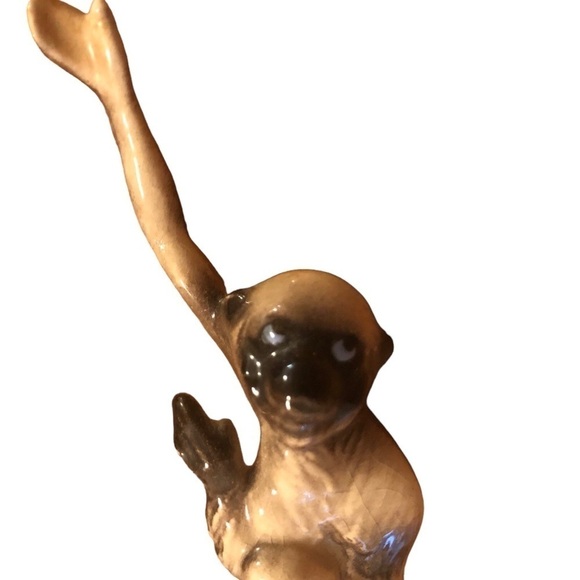 VTG Ceramic Monkey Moldable Tail Approx 3.75” Brown Hand Painted Collectible - Picture 4 of 5